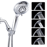 Klabb shower set K-9 High Pressure 4.3 inches Chrome Face Handheld Shower with Hose with 5 function.impluse+trickle+massage+spray+rainfall